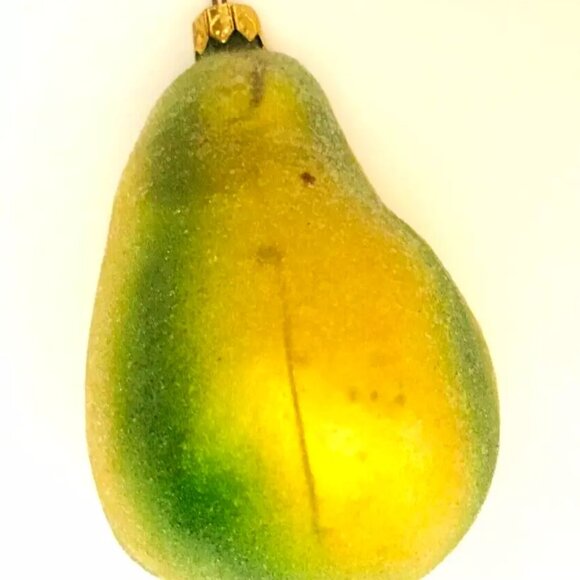 Authentic! Rare Christopher Radko PEAR FRUIT Yellow Green Golden Glass Ornament - Picture 7 of 10